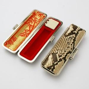 Amazon.co.jp: 印鑑ケース プレミアムレザー パイソン 錦ヘビ 革